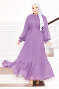 Organza Sleeves Hijab Dress Lilac