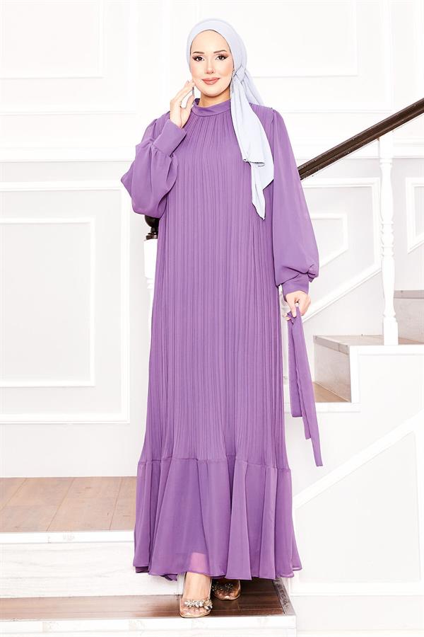 Organza Sleeves Hijab Dress Lilac