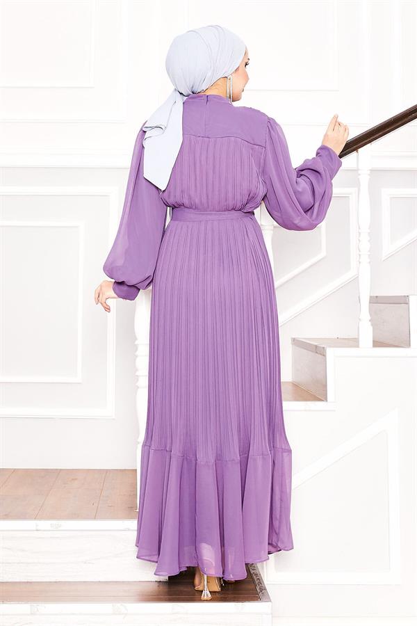 Organza Sleeves Hijab Dress Lilac