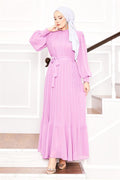 Organza Sleeves Hijab Dress Pink