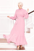 Organza Sleeves Hijab Dress Powder