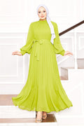 Organza Sleeves Hijab Dress Oil Green