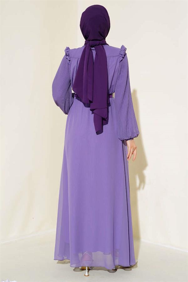 Pleated Sleeve Dress Lilac