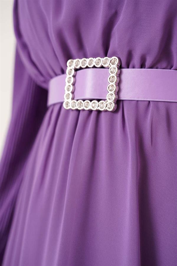 Pleated Sleeve Dress Lilac