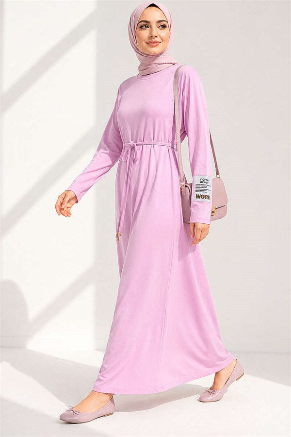 Pink Loisha Dress with Embellished Sleeves and Rope Belt