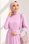 Pink Loisha Dress with Embellished Sleeves and Rope Belt