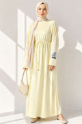 Yellow Loisha Dress with Embellished Sleeves and Rope Belt