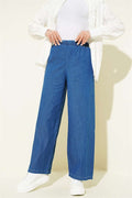 Jeans Wide Leg Pants with Elastic Waistband