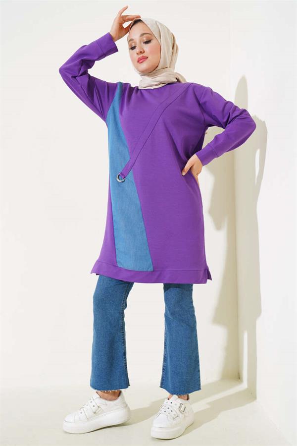 Denim Garni Detailed Tunic Violet