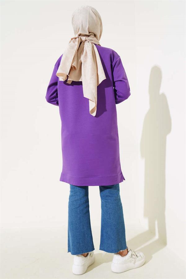 Denim Garni Detailed Tunic Violet