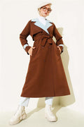 Denim Garnish Epaulette Trench Coat Brown