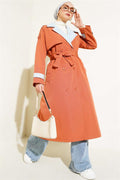 Denim Garnish Epaulette Trench Coat Brick