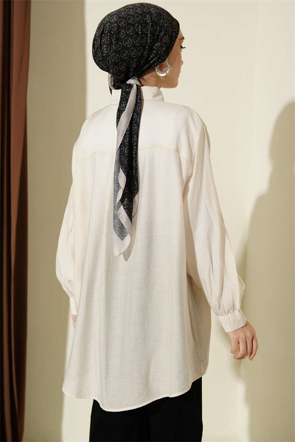 Oversize Shirt with Crest, Beige
