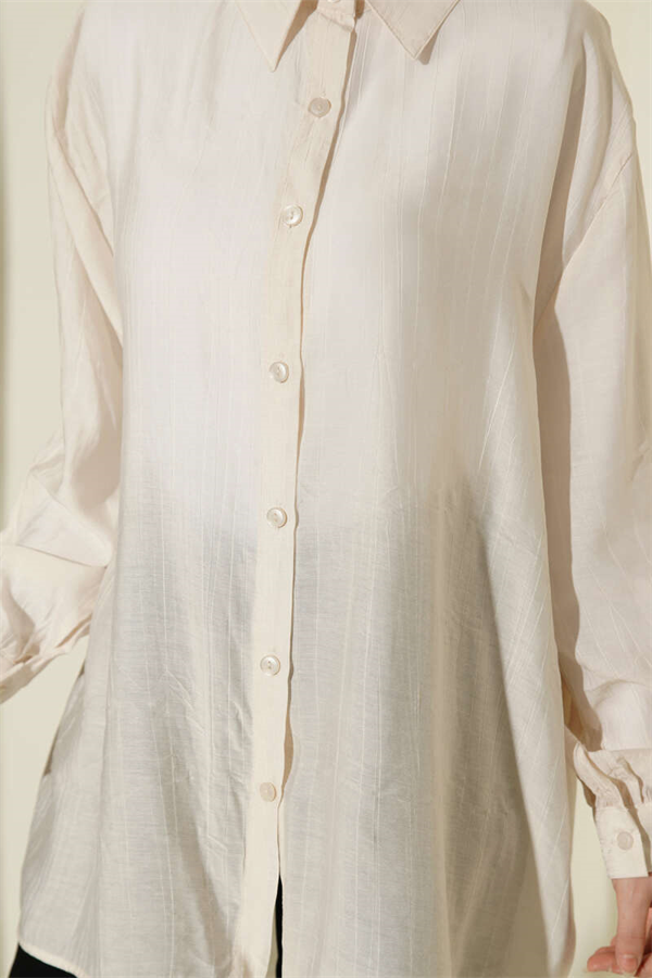 Oversize Shirt with Crest, Beige