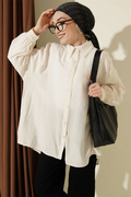 Oversize Shirt with Crest, Beige