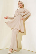 Crepe Tunic 2 Piece Set Beige