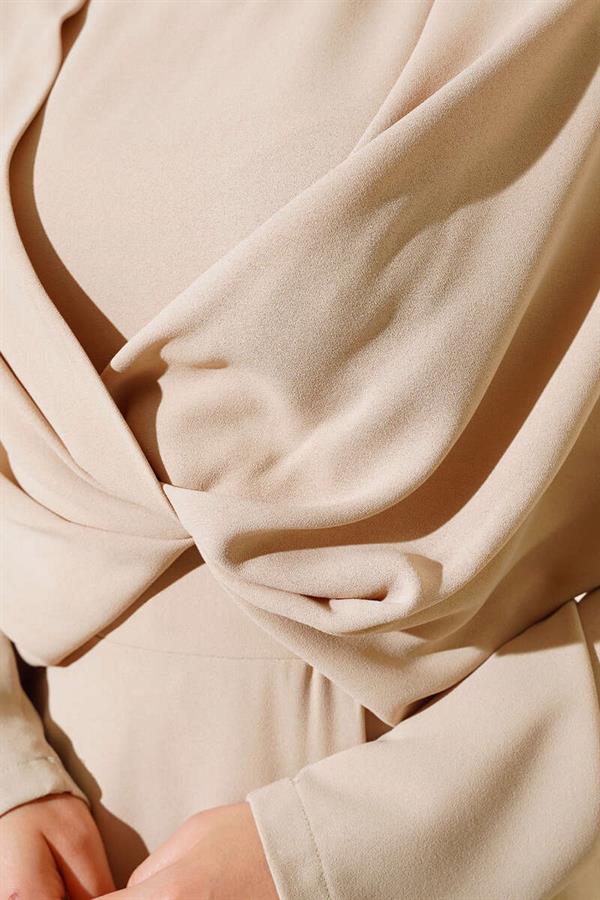 Crepe Tunic 2 Piece Set Beige