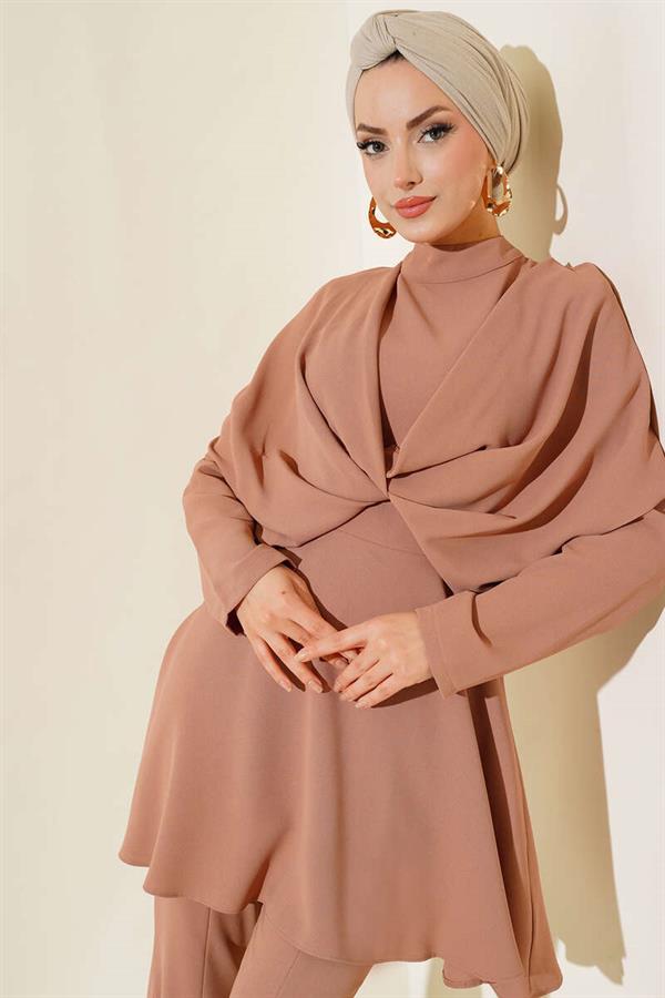 Crepe Tunic 2 Piece Set Latte