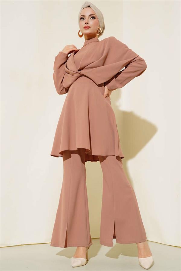 Crepe Tunic 2 Piece Set Latte