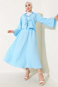 Double-Breasted Tree Bark 2 Piece Set Ice Blue