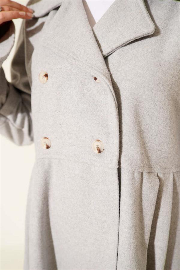 Double-Breasted Asymmetrical Cashmere Coat in Gray