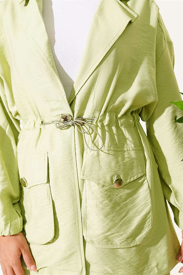 Wrap-around Neck Set with Elastic Waistband and Tunnel Closure, Light Green