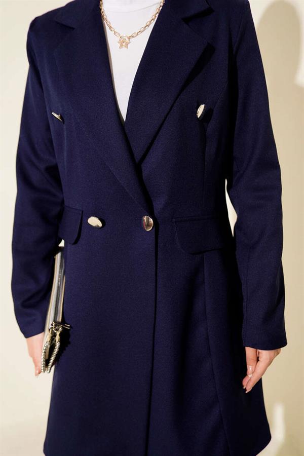 Double-Breasted Blazer Jacket 2 Piece Set Navy Blue