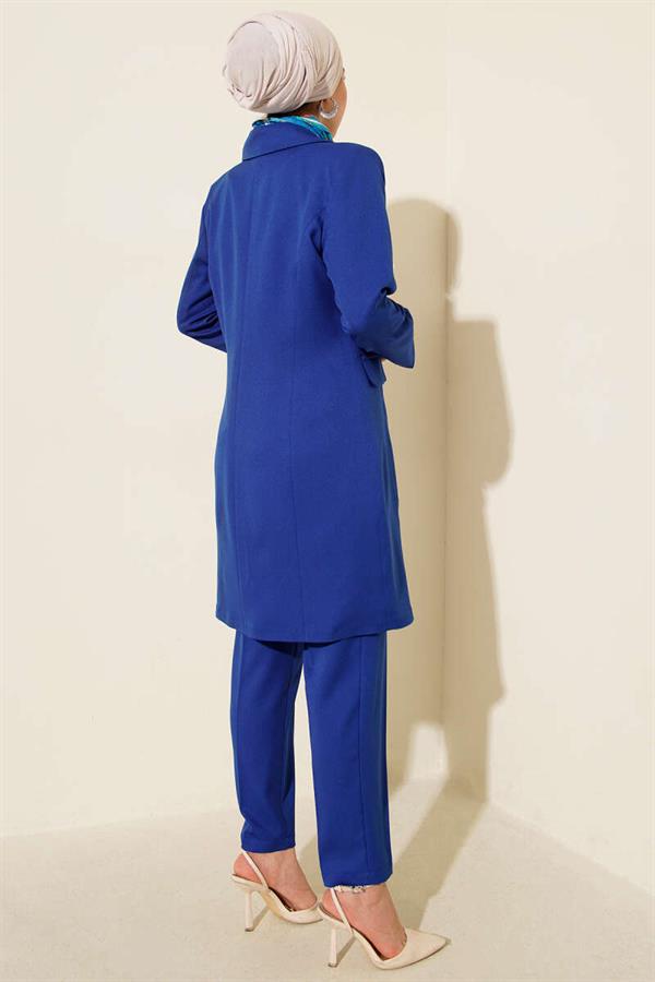 Double-breasted Blazer Jacket and 2 Piece Set in Saxon Blue