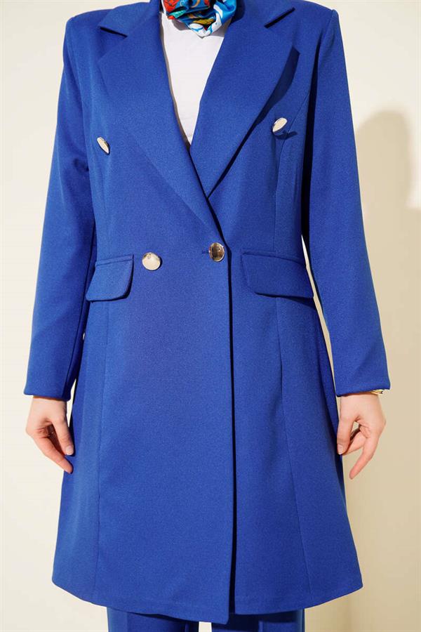 Double-breasted Blazer Jacket and 2 Piece Set in Saxon Blue