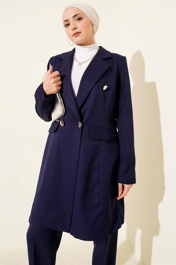 Double-Breasted Blazer Jacket 2 Piece Set Navy Blue