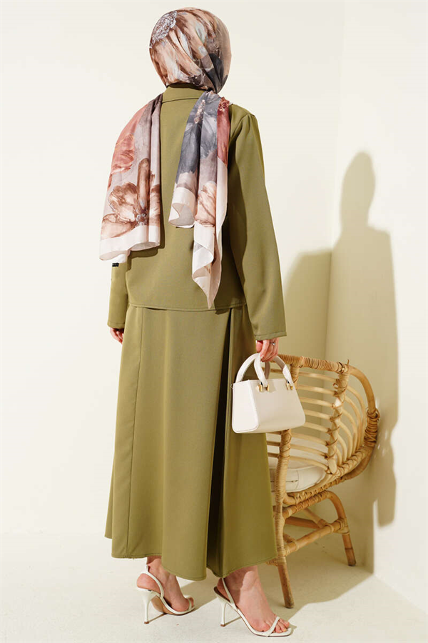 Double-breasted jacket and Skirt 2 Piece Set in mint green.