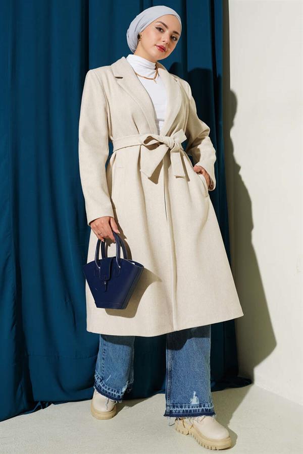 Double Breasted Pocketed Cashmere Coat Stone