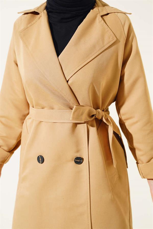 Double Breasted Pocket Trench Coat Camel