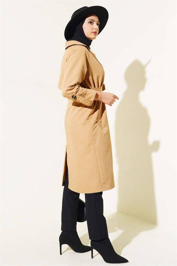 Double Breasted Pocket Trench Coat Camel