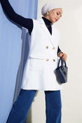 Double-breasted Buttoned Detailed Vest White