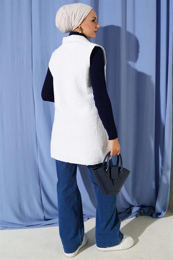 Double-breasted Buttoned Detailed Vest White