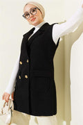 Double-breasted Buttoned Detailed Vest Black