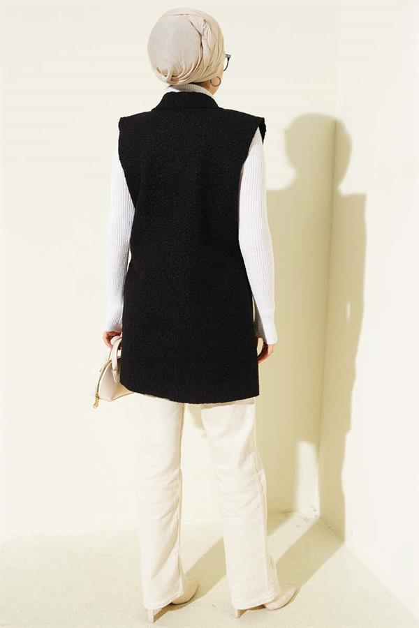 Double-breasted Buttoned Detailed Vest Black