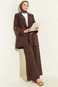 Double-Breasted Button-Down Modal 2 Piece Set in Coffee Brown