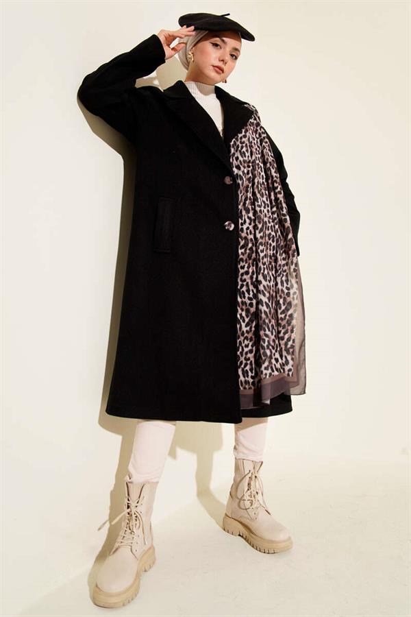 Double-Breasted Two-Button Detailed Cashmere Coat Black