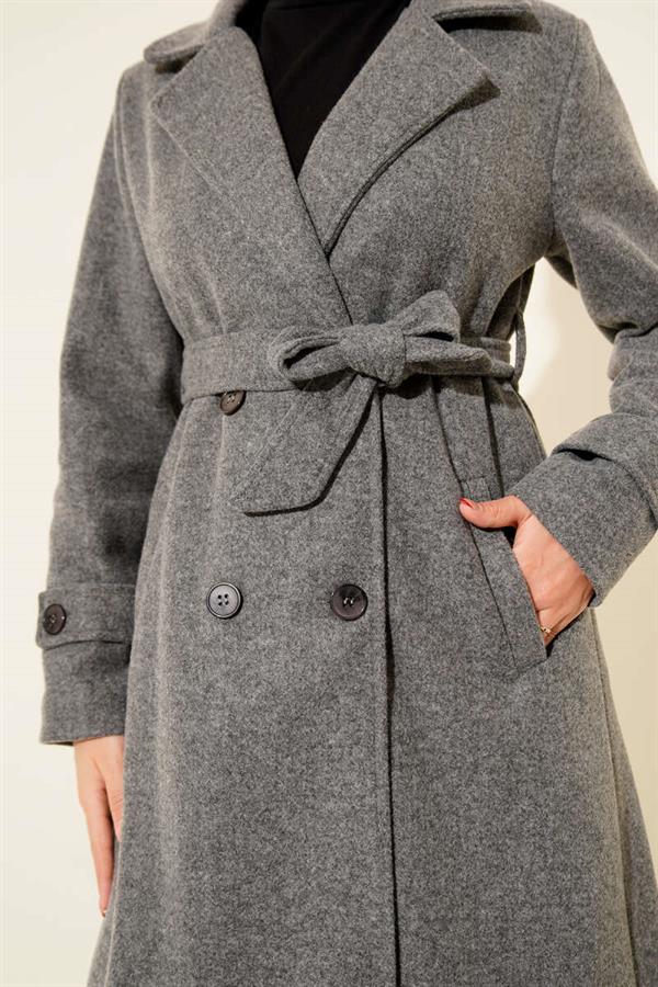 Double-breasted Two-Button Cashmere Coat in Smoke
