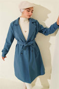 Double-Breasted Two-Button Cashmere Coat Blue