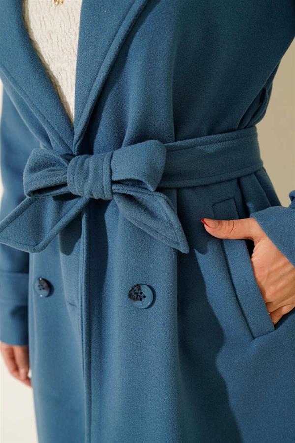 Double-Breasted Two-Button Cashmere Coat Blue