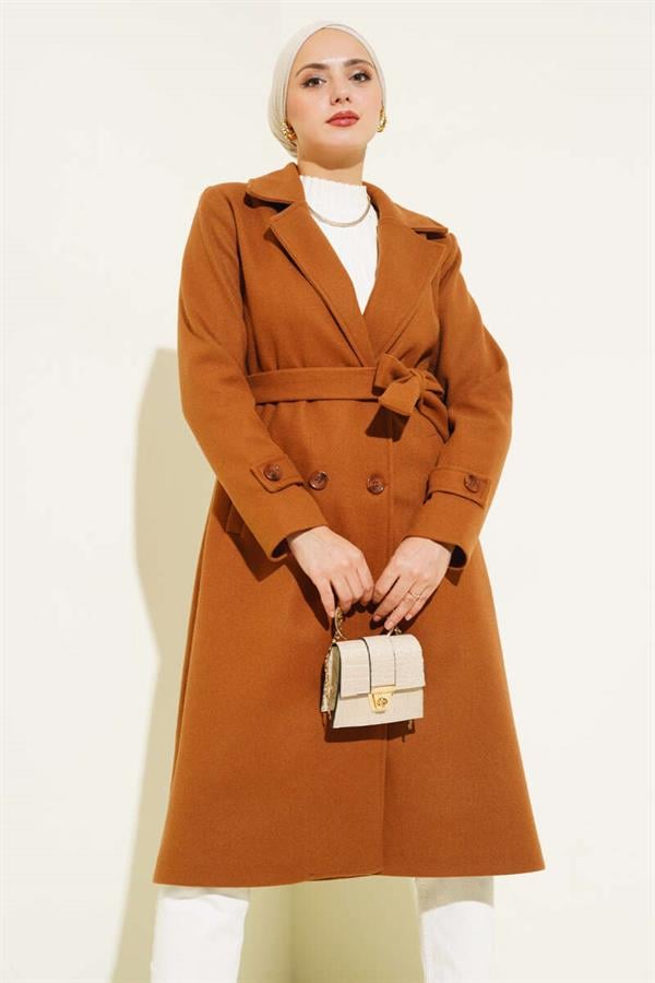 Double Breasted Two Button Cashmere Coat Toprak