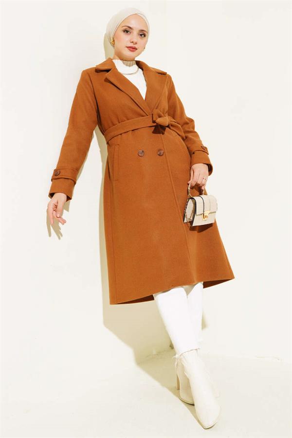 Double Breasted Two Button Cashmere Coat Toprak