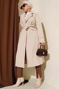 Double Breasted Collar Cashmere Coat Beige