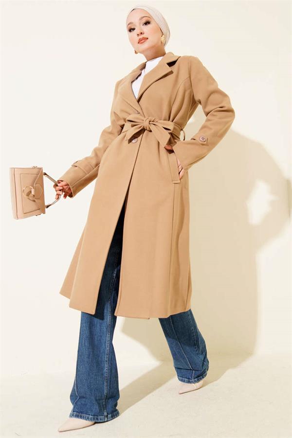 Double Breasted Cashmere Coat Latte