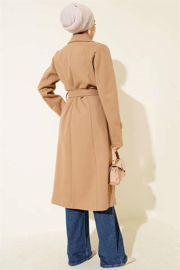 Double Breasted Cashmere Coat Latte