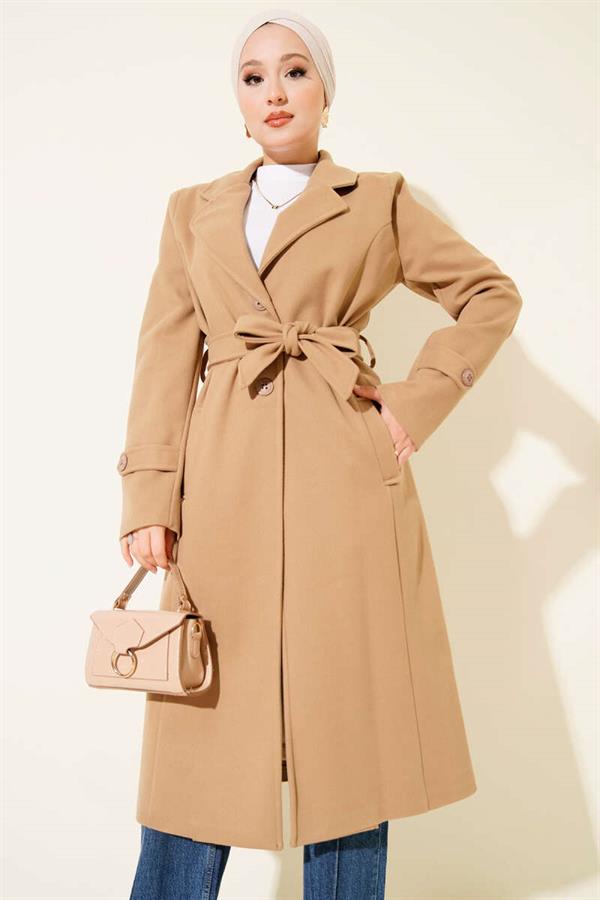 Double Breasted Cashmere Coat Latte