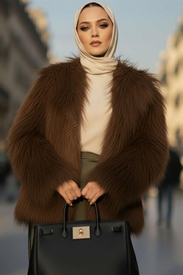 Double-breasted Fur Coat Bitter Brown